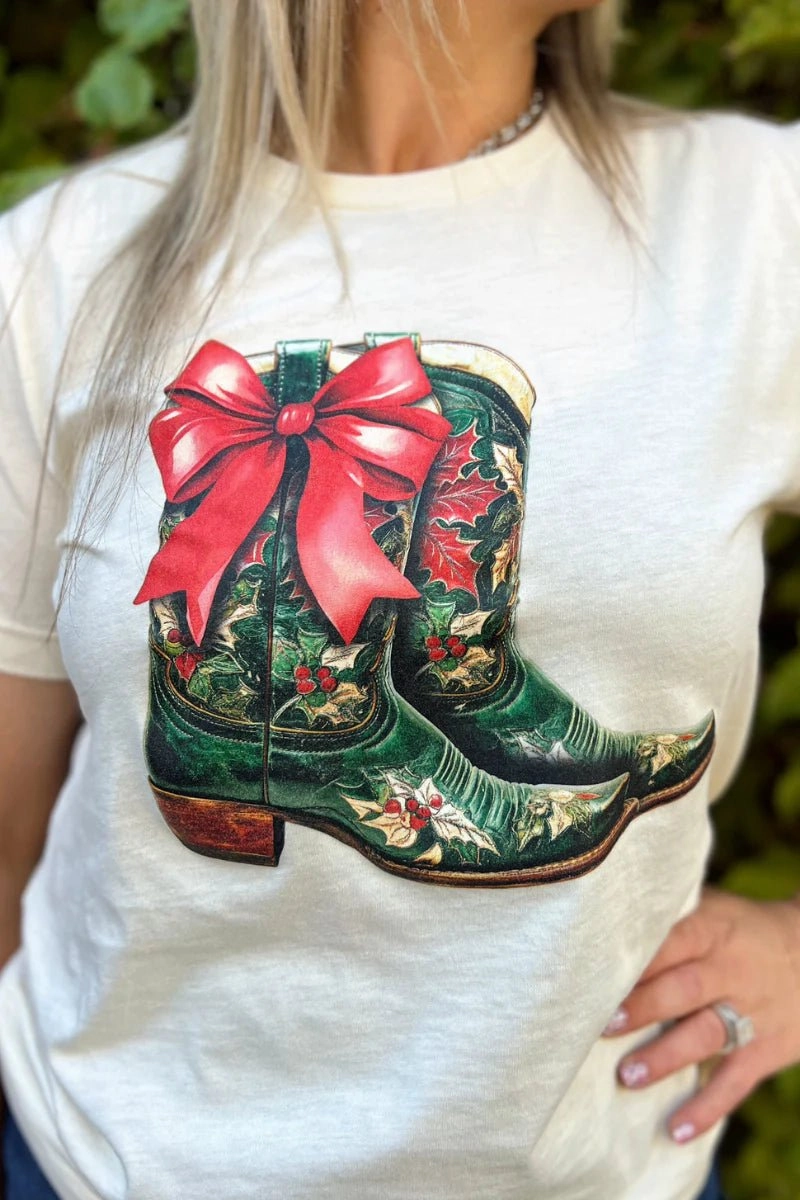 *LIMITED EDITION* Sterling Kreek All I Want For Christmas Is Boots Tee* SnagFreeKnit EcoFriendly Dye