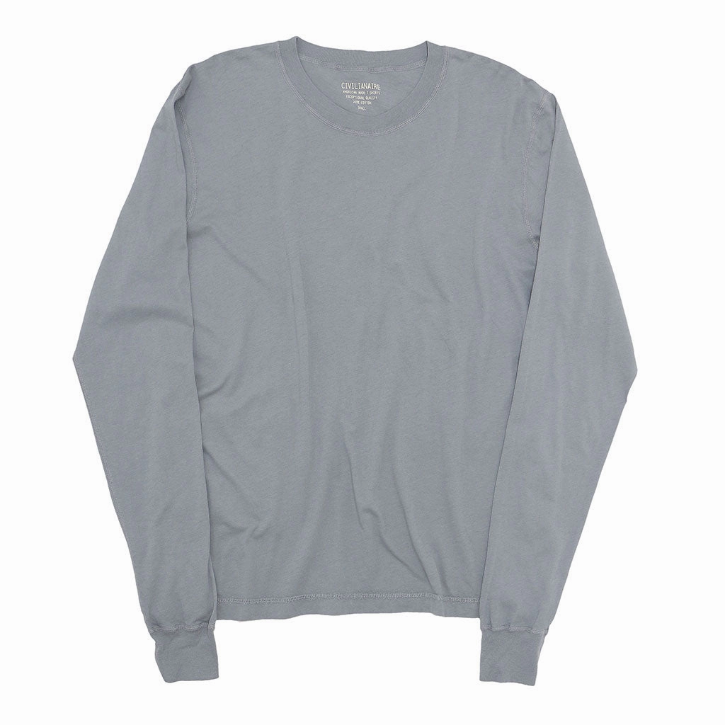 Long Sleeve Crew Neck Cotton Tee - Iron #9022 MultiPocket Configuration