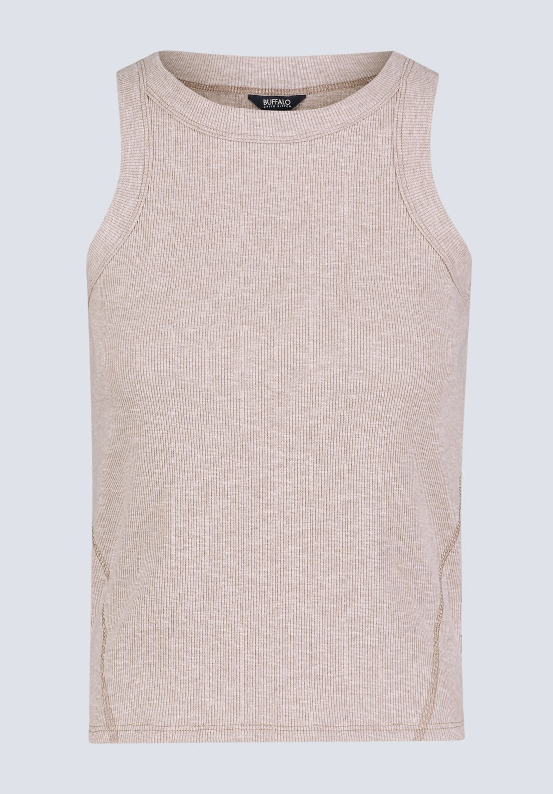 Airflow Mesh Insert AntiStaticFinish Regine Women's Ribbed Tank Top, Flax Beige - KT0119H