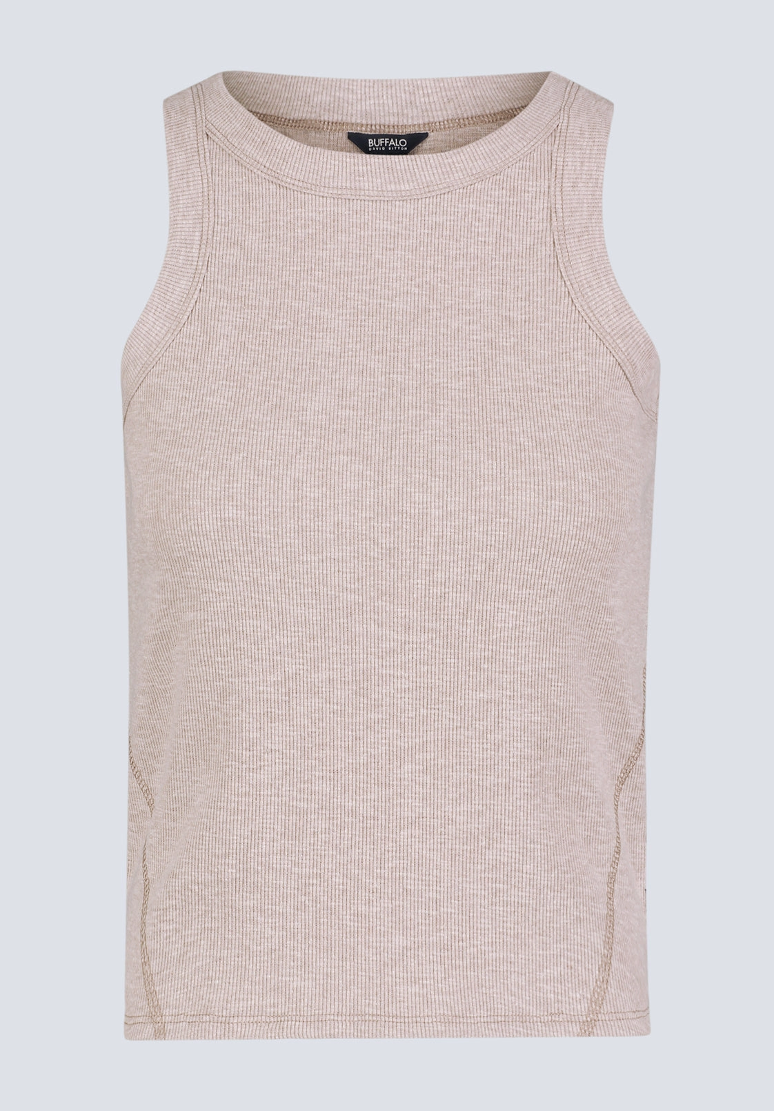 Regine Women's Ribbed Tank Top, Flax Beige - KT0119H 3D Spacer Fabric