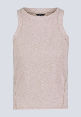 EthicallySourcedMaterial Structured Shoulder Regine Women's Ribbed Tank Top, Flax Beige - KT0119H