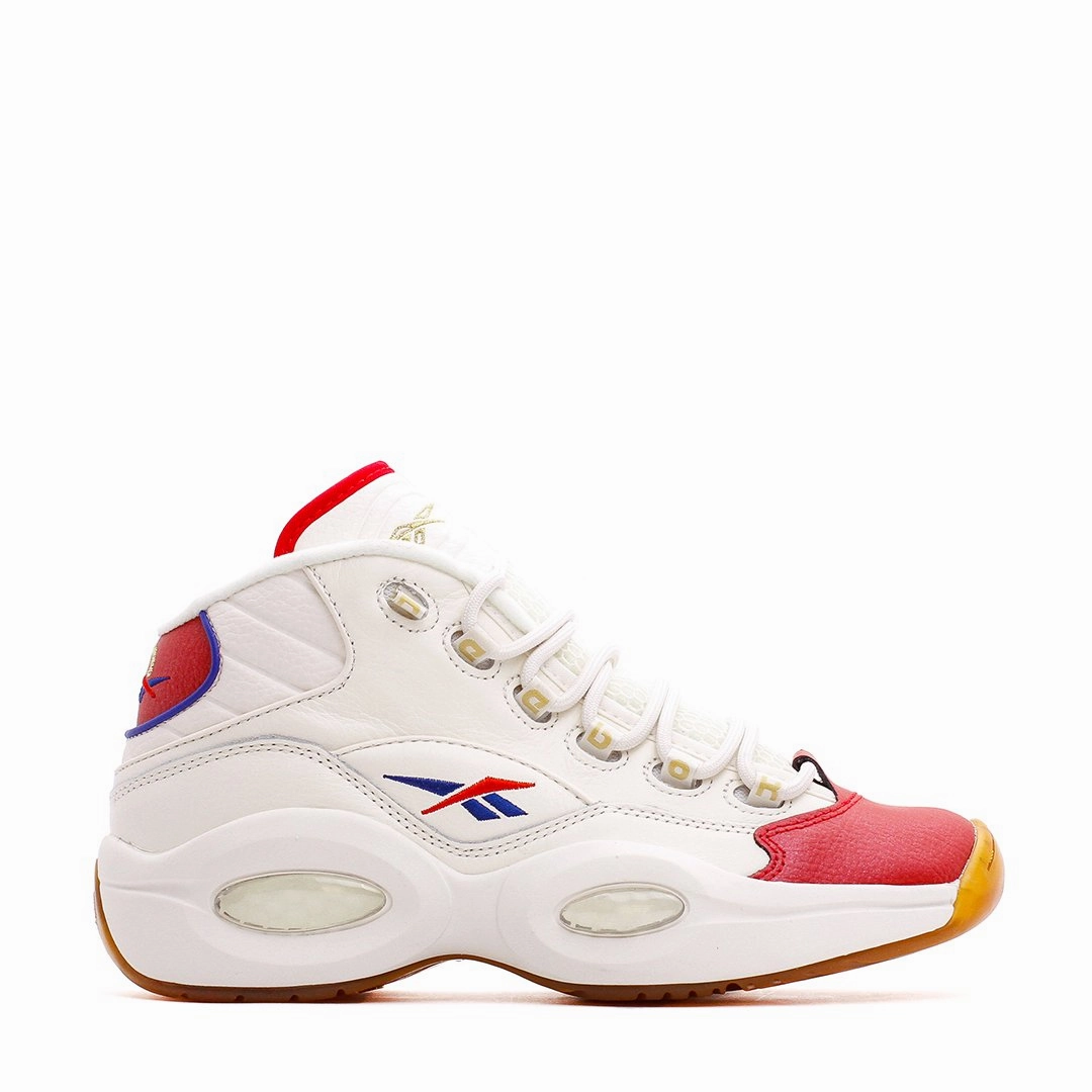 Reebok Classics Basketball Men Question Mid Allen Iverson White Red Blue GZ7099 Abrasion Resistant Upper Ergonomic Heel Design