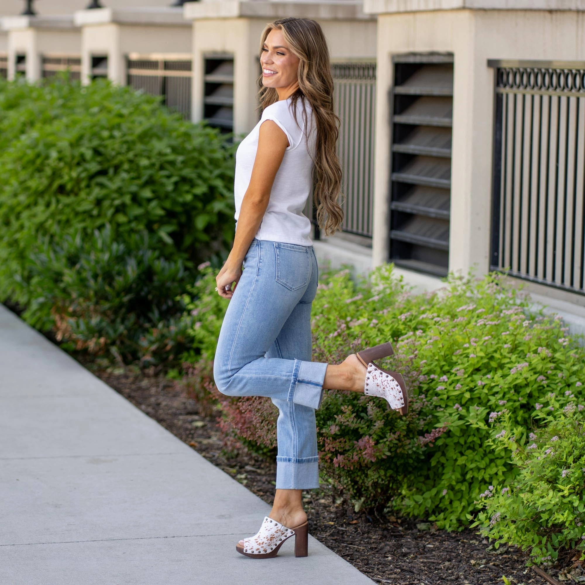 Wear Anytime Cropped length Motivated High Rise Cuffed Crop Slim Straight Jeanshttps://admin.shopify.com/store/american-blues-denim-boutique/products