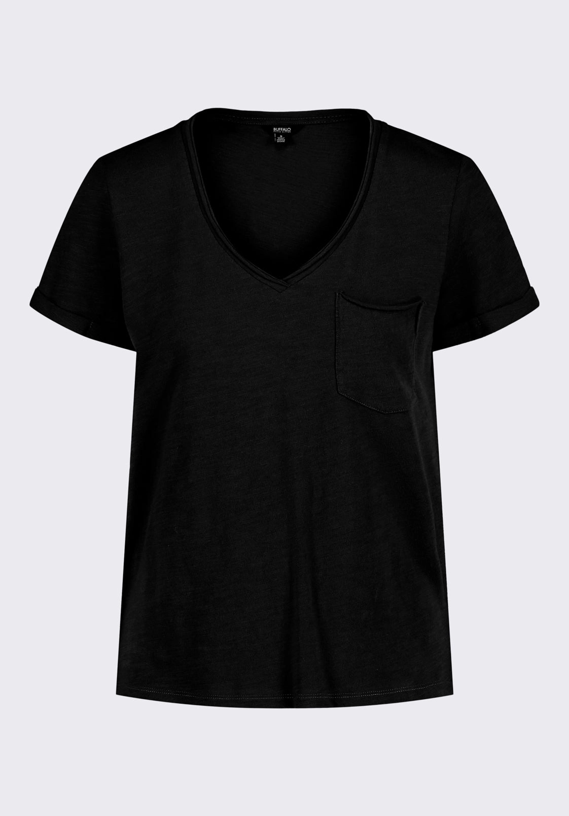 Moxie Women's Slub Knit V-Neck T-Shirt, Black - KT0179P Microfiber Material SoftTouch