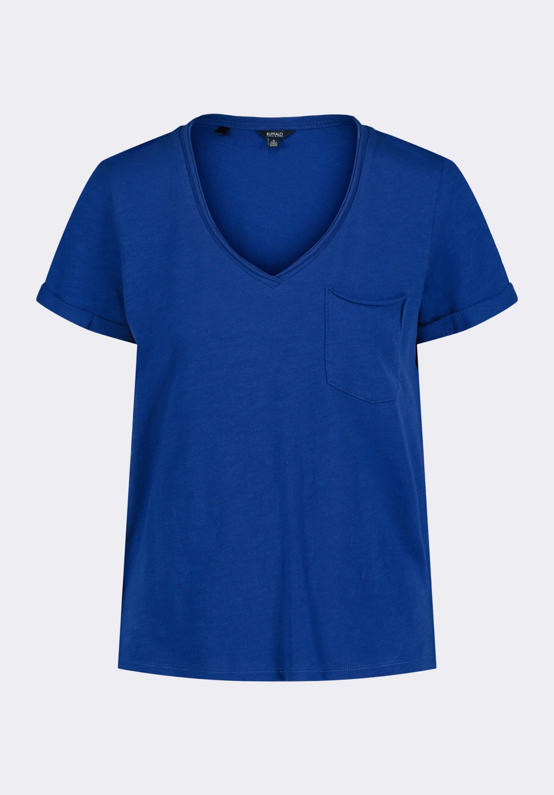 Moxie Women's Slub Knit V-Neck T-Shirt, Sodalite Blue - KT0179P DoubleLayeredFabric AbrasionResistantEdging