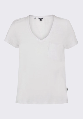 Moxie Women's Slub Knit V-Neck T-Shirt, White - KT0179P Thermal Insulation Layer AntiStatic Weave