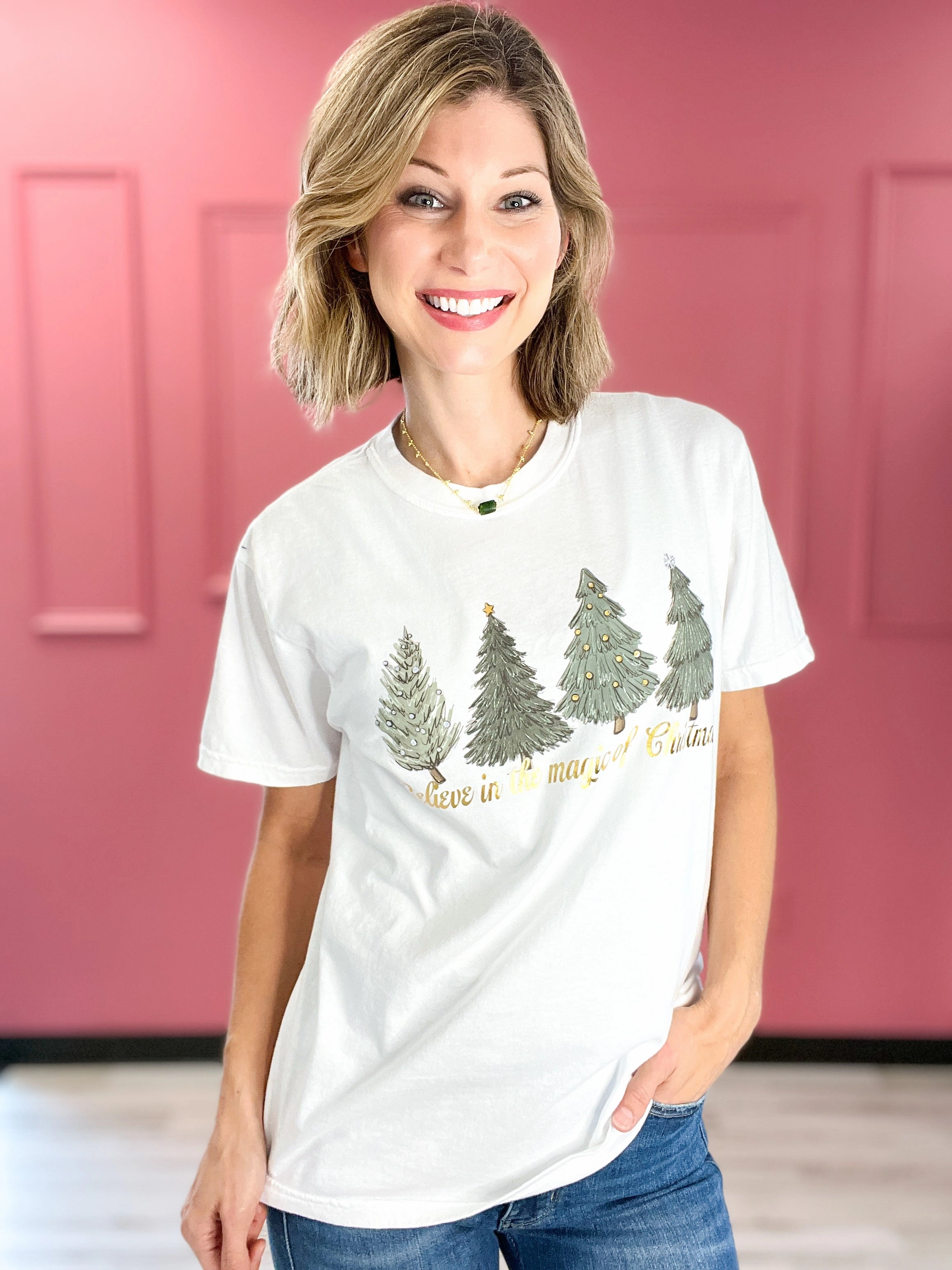 ButterSoftTexture Believe In The Magic Of Christmas Foil Graphic Tee