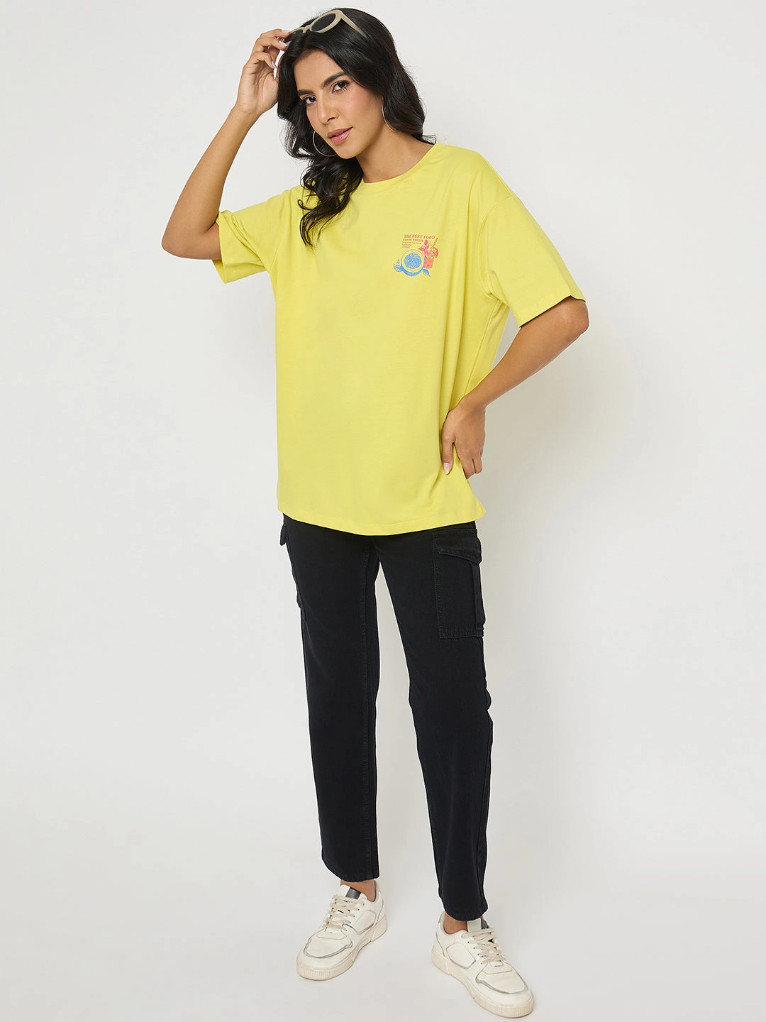 Madame Front and Back Graphic Print Yellow T-Shirt Bonded Seam Innovation