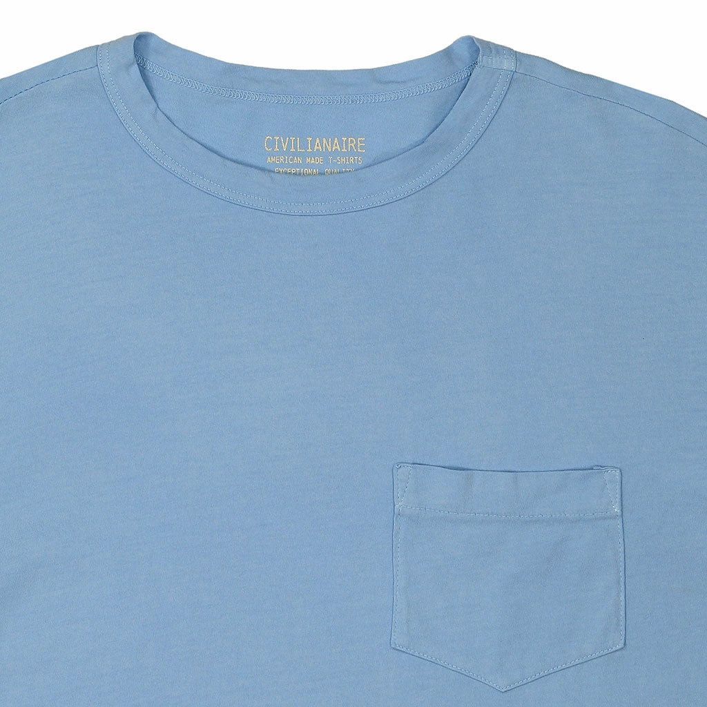 Versatile Layering Cut Crew Neck Short Sleeve 1 Pocket Tee - Powder Blue