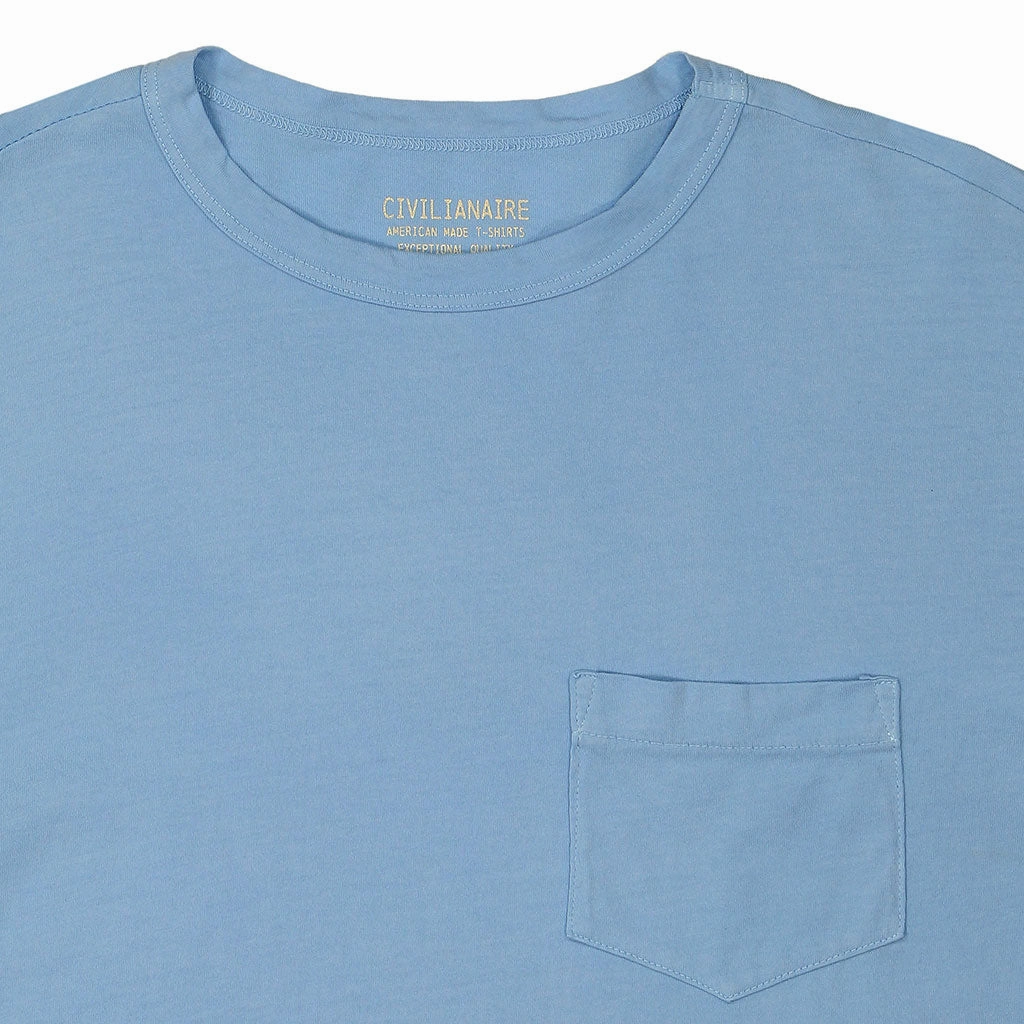 FrenchTerry DurableWeave Crew Neck Short Sleeve 1 Pocket Tee - Powder Blue