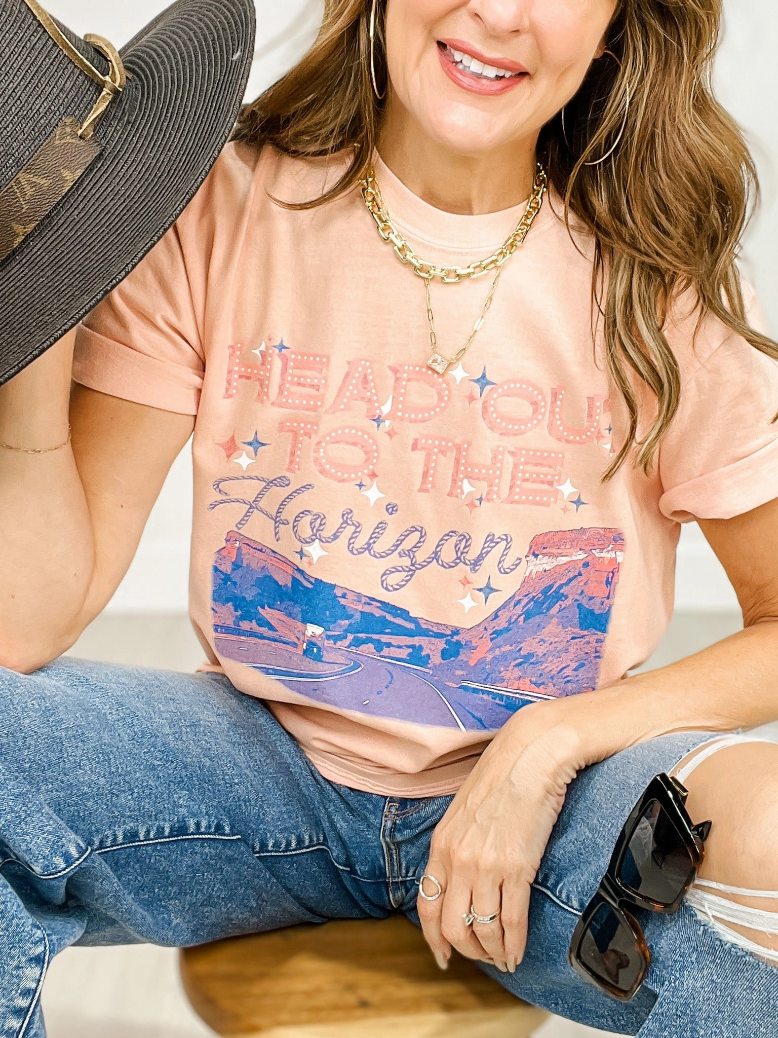 Head Out To The Horizon Graphic Tee SweatAbsorbent Anti Bacterial Layer