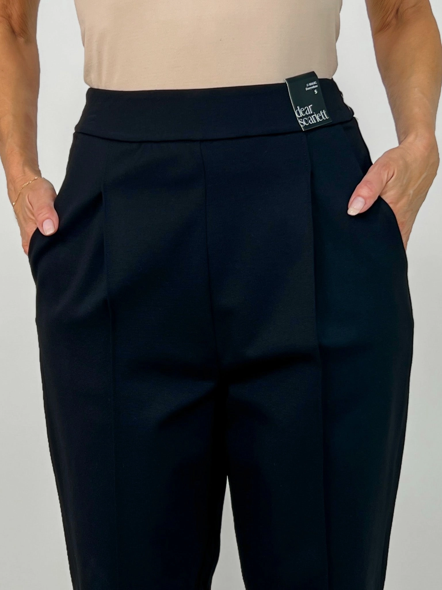 Barrel Leg Ponte Everywhere Pants in BLACK Effortless Design ExpandableSidePanels
