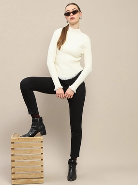 Madame Fur Cuffs and Hem Beige Sweater Winter Style Must-Have Cozy Style