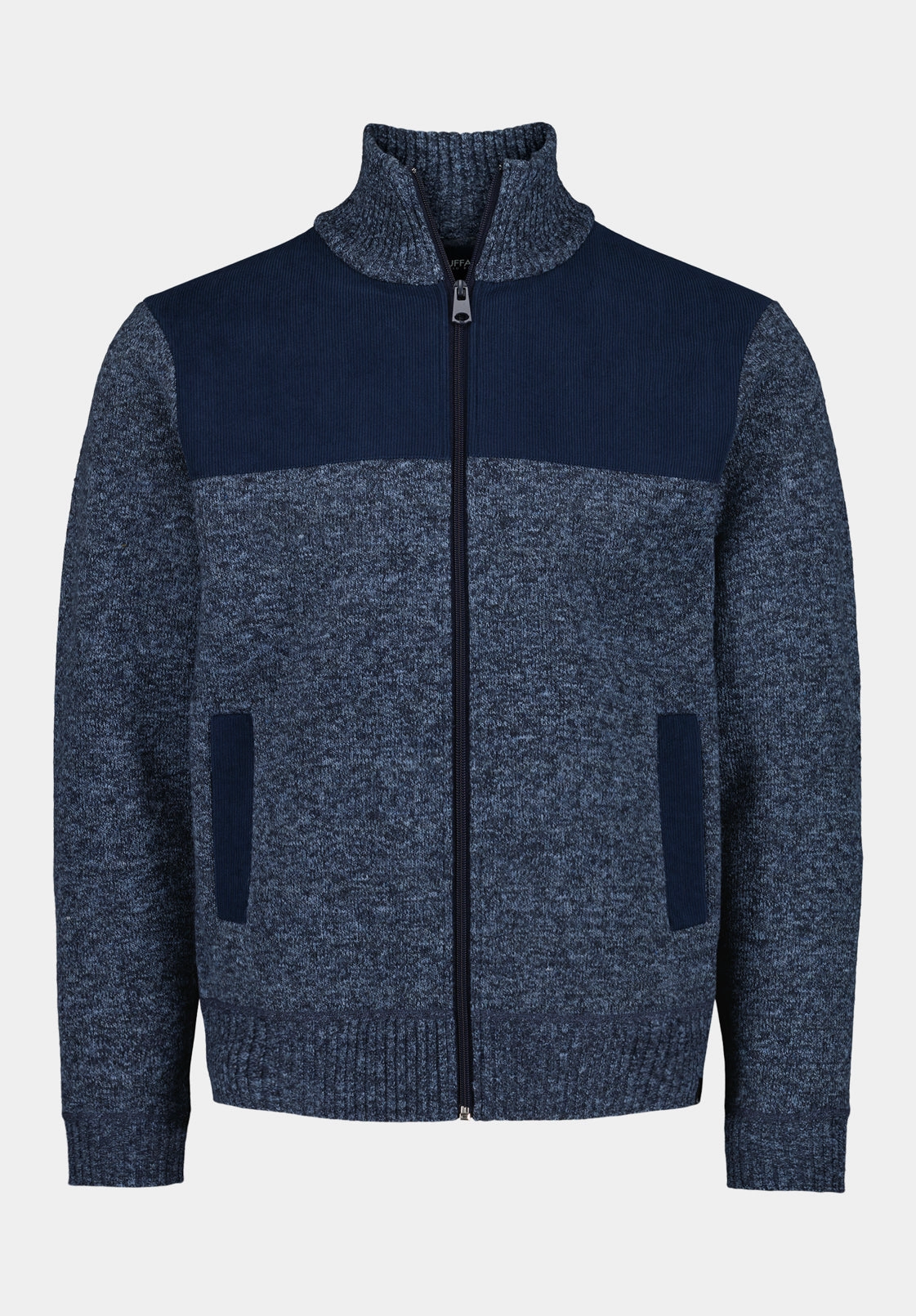 Wando Men's Relaxed Full-Zip Knit Jacket, Whale - BM24747 Minimalist Fit Snuggly Knit