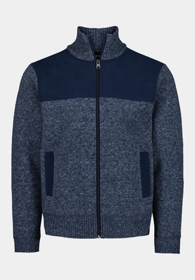 Hypoallergenic Fiber Relaxed Neckline Wando Men's Relaxed Full-Zip Knit Jacket, Whale - BM24747