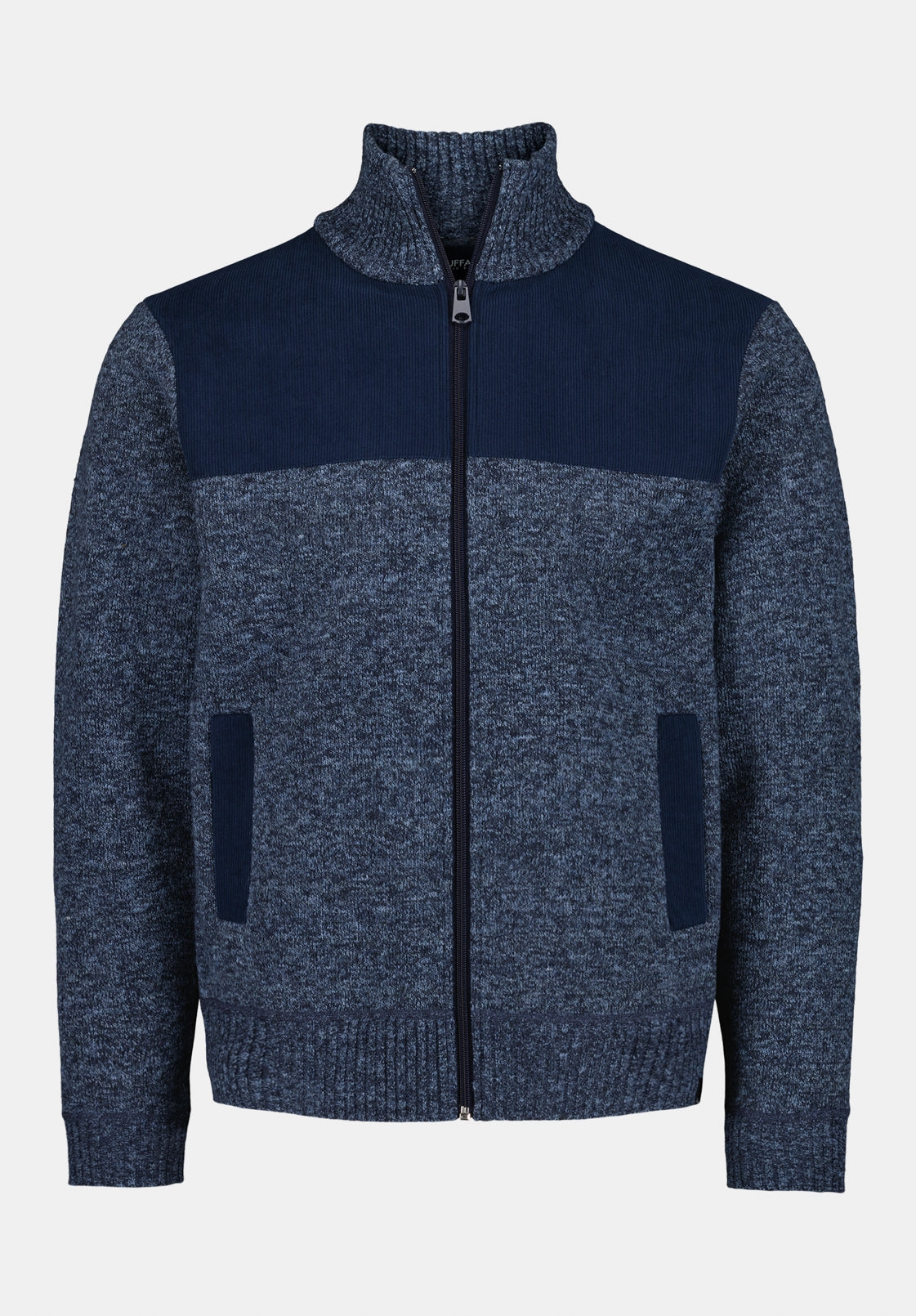 Hypoallergenic Fiber Relaxed Neckline Wando Men's Relaxed Full-Zip Knit Jacket, Whale - BM24747