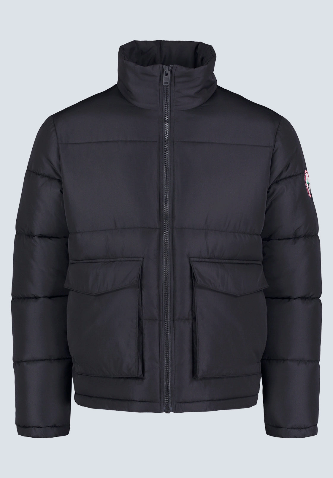 Nate Men??s Zip-up Puffer Jacket with Large Front Pockets, Black - OBMFE001 WaterRepellent Finish Oversized Silhouette