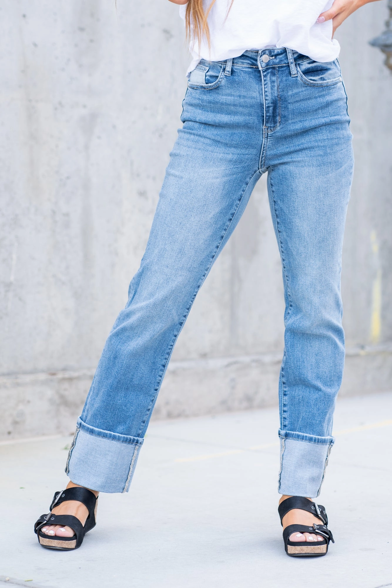 Torrington High Rise Cuffed Straight Regular & Plus Size Colorfast Dyeing Method Shopping Day Vibrant Office Wear