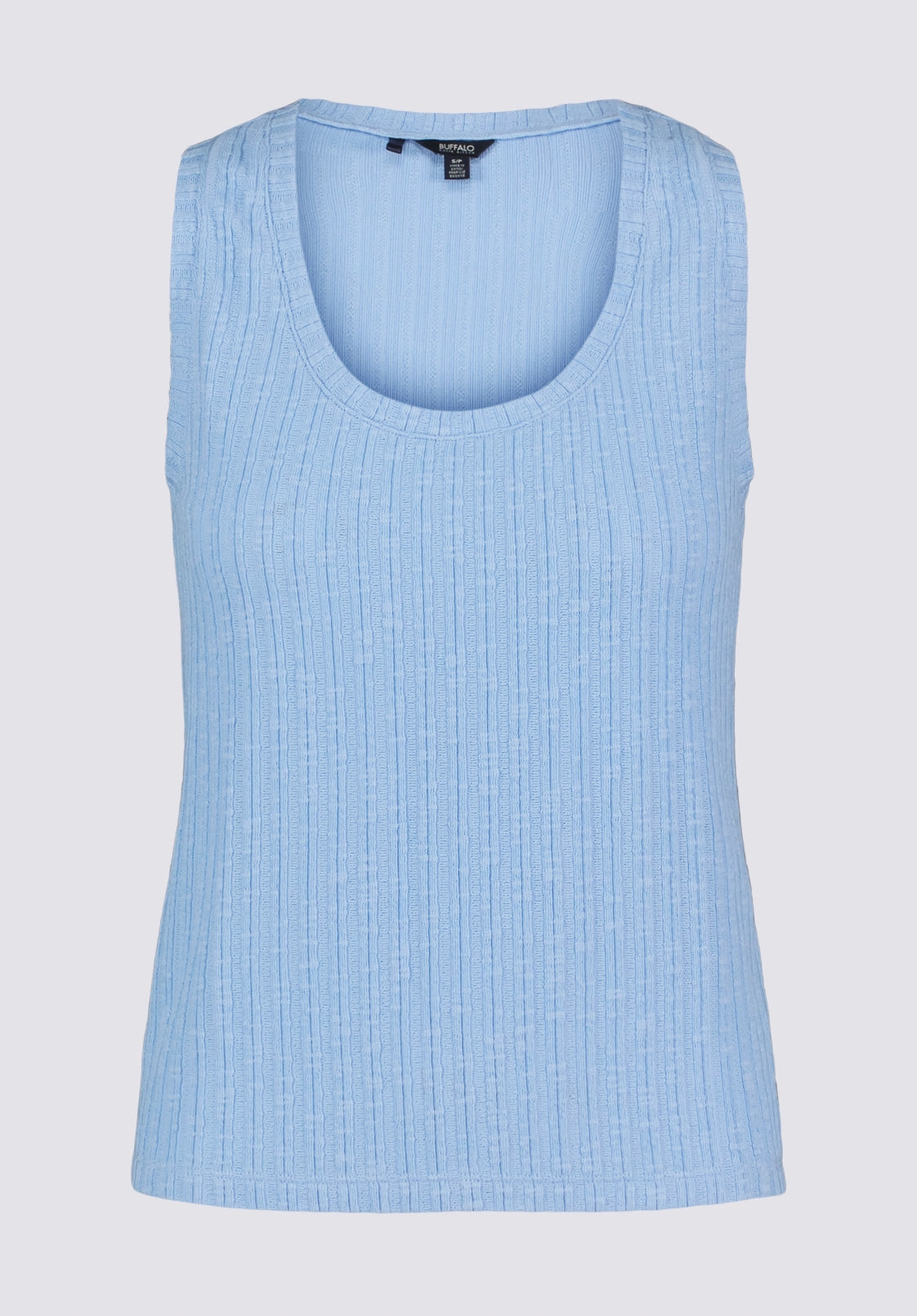 Thurryn Women's Textured Rib Knit Tank Top, Placid Blue - KT0192P MultiPocketDesign