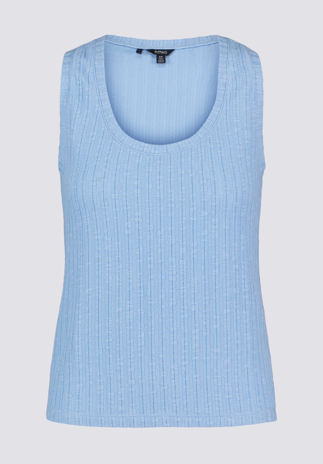 Antistatic AntiSnagYarnProcessing Thurryn Women's Textured Rib Knit Tank Top, Placid Blue - KT0192P