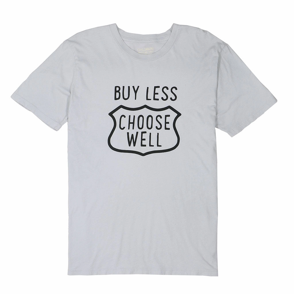 "Buy Less, Choose Well" Short Sleeve Men's Tee - Frost ContouredPanels NoSlip Grip