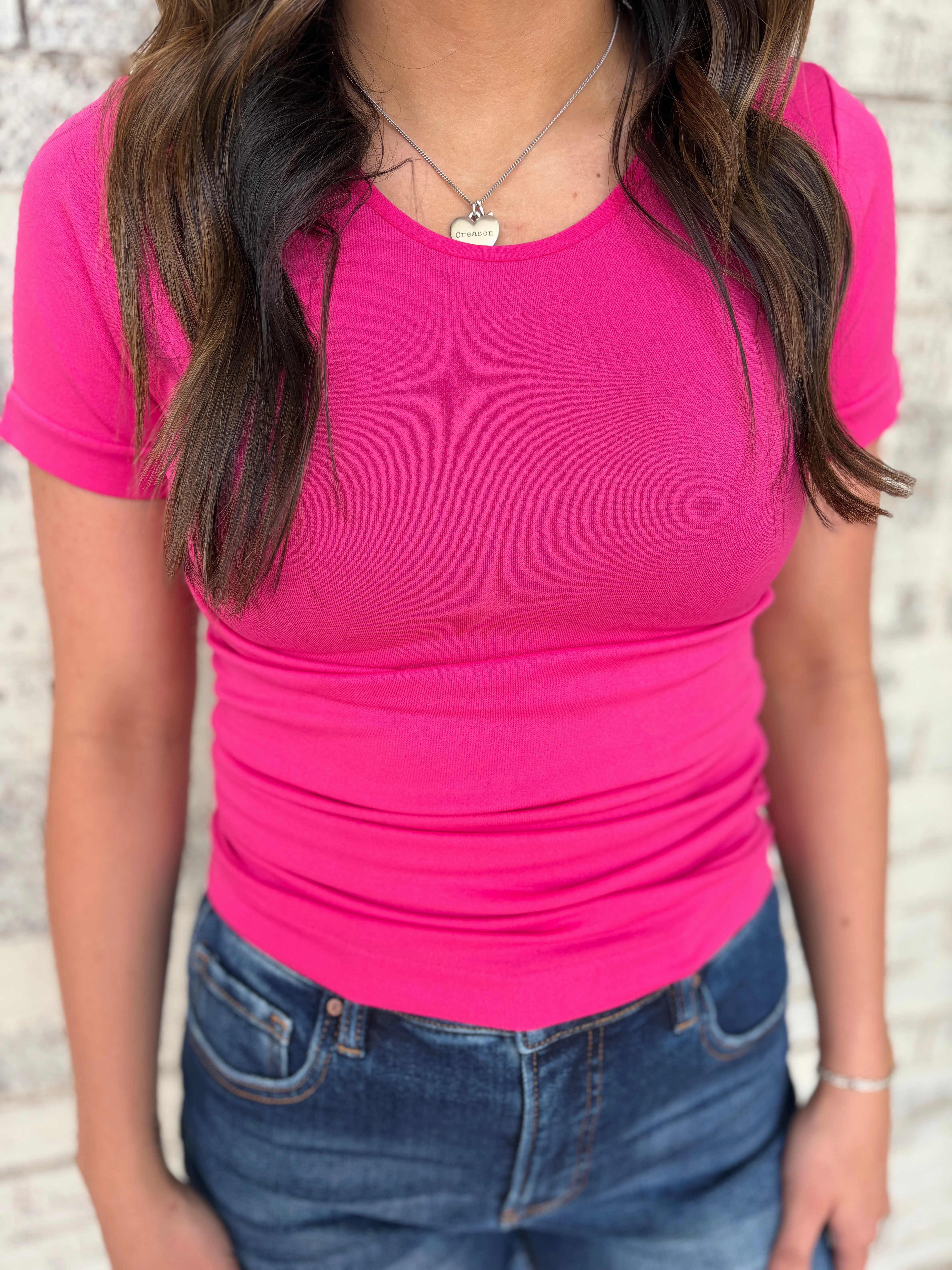 Temperature Regulating Textile Seamless Round Neck Short Sleeve Top - 5 Colors