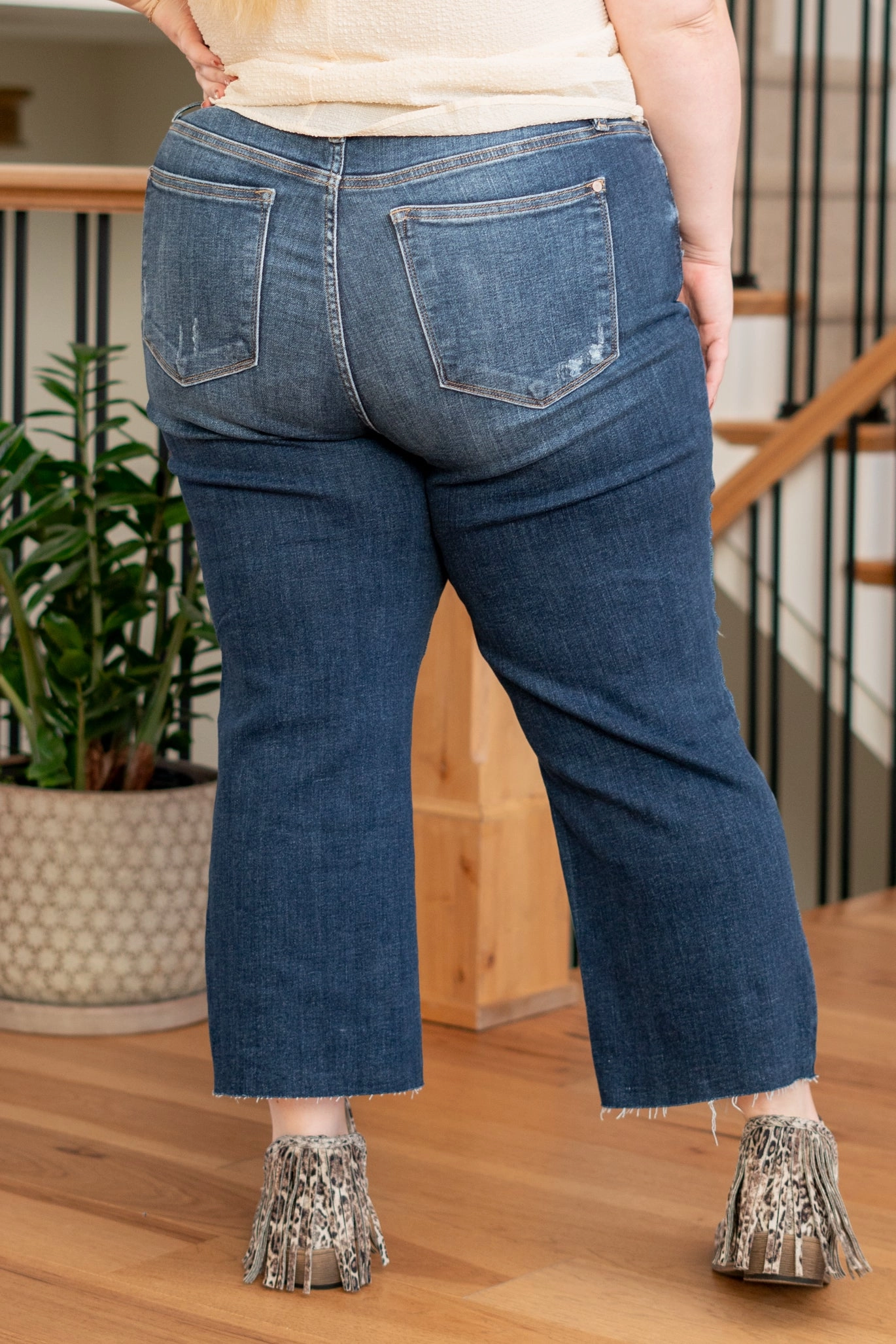 Timeless Piece Family Style Parent Style Smart Casual Plus Size Albany High Rise Distressed Cropped Wide Leg