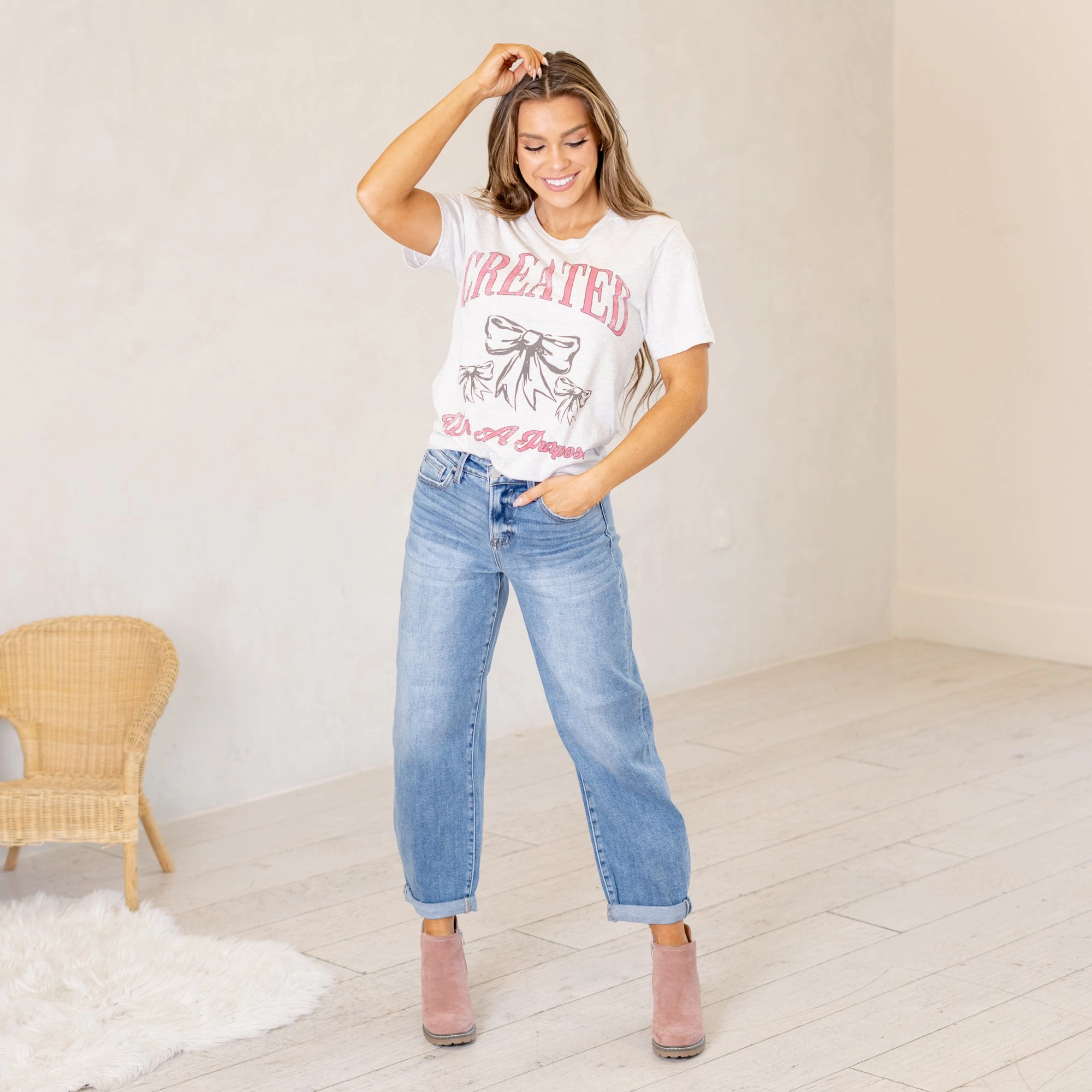 Risen Kiara High Rise Cropped Barrel Fit Jeans Medium Blue Wash Flattering Fit Eco Friendly Dye Process