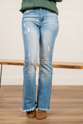 Fallon High Rise Fray Hem Flare Neutral Autumn Days Chic Appearance