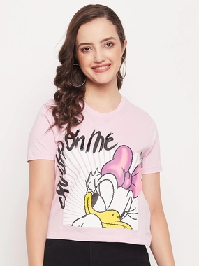 Madame Disney Daisy Nude Regular Fit T-Shirt Flex Fit Shoulder Construction Relaxed Blouse