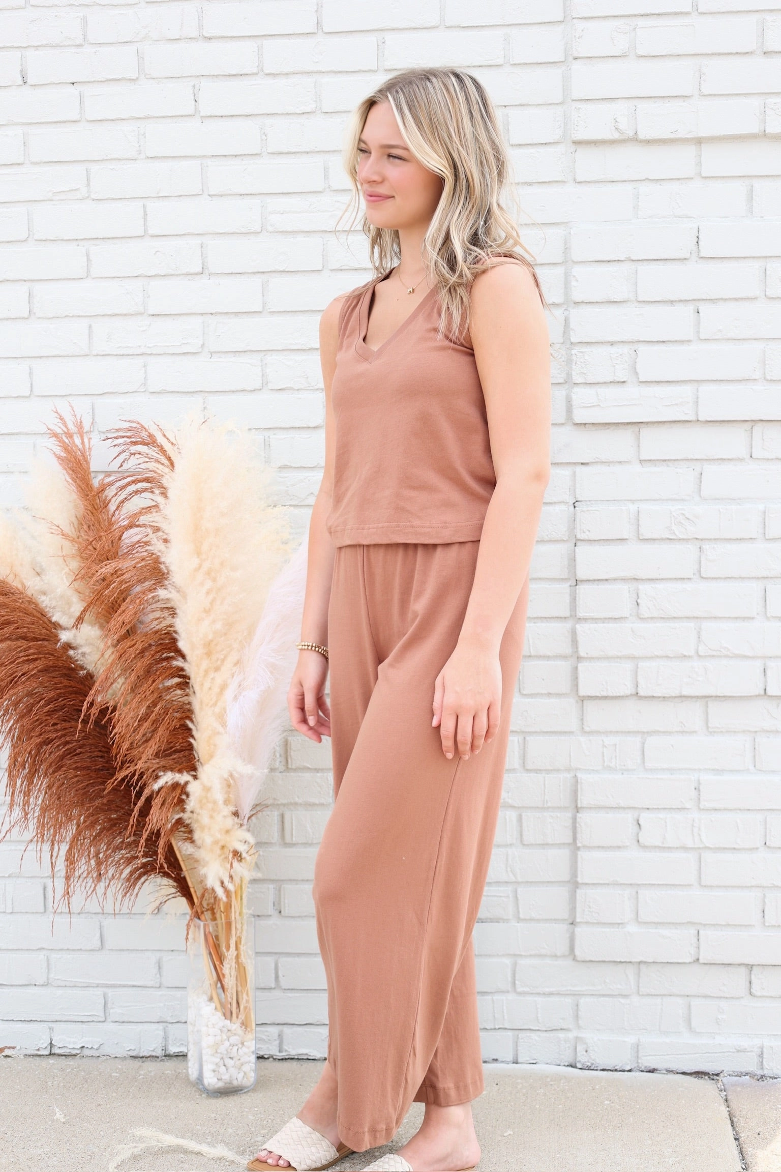 Scout Jersey Flare Pant - Teakwood Sleek Look