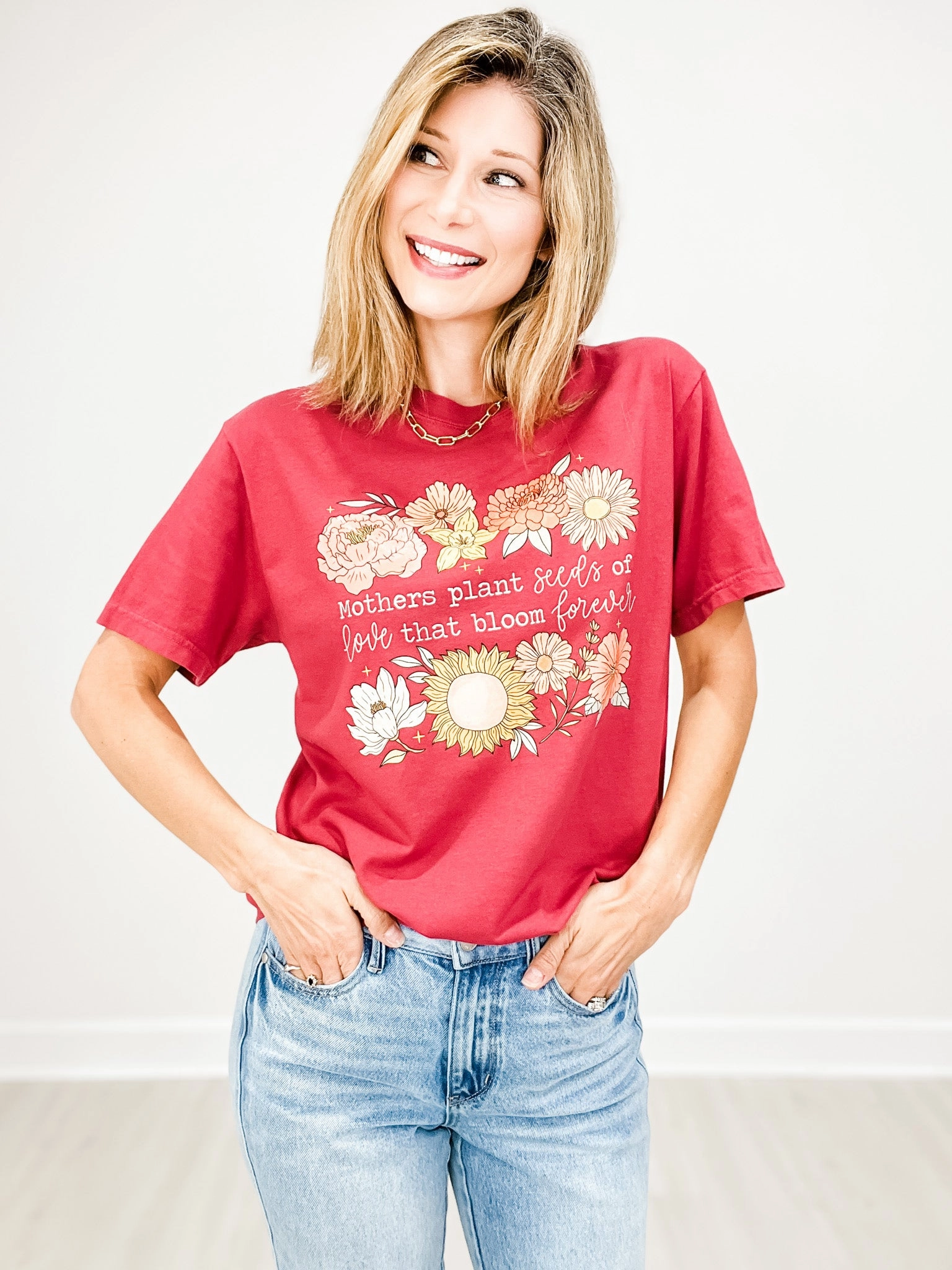 Love That Blooms Forever Mothers Day Graphic Tee Minimalist Stitching Breathable fabric