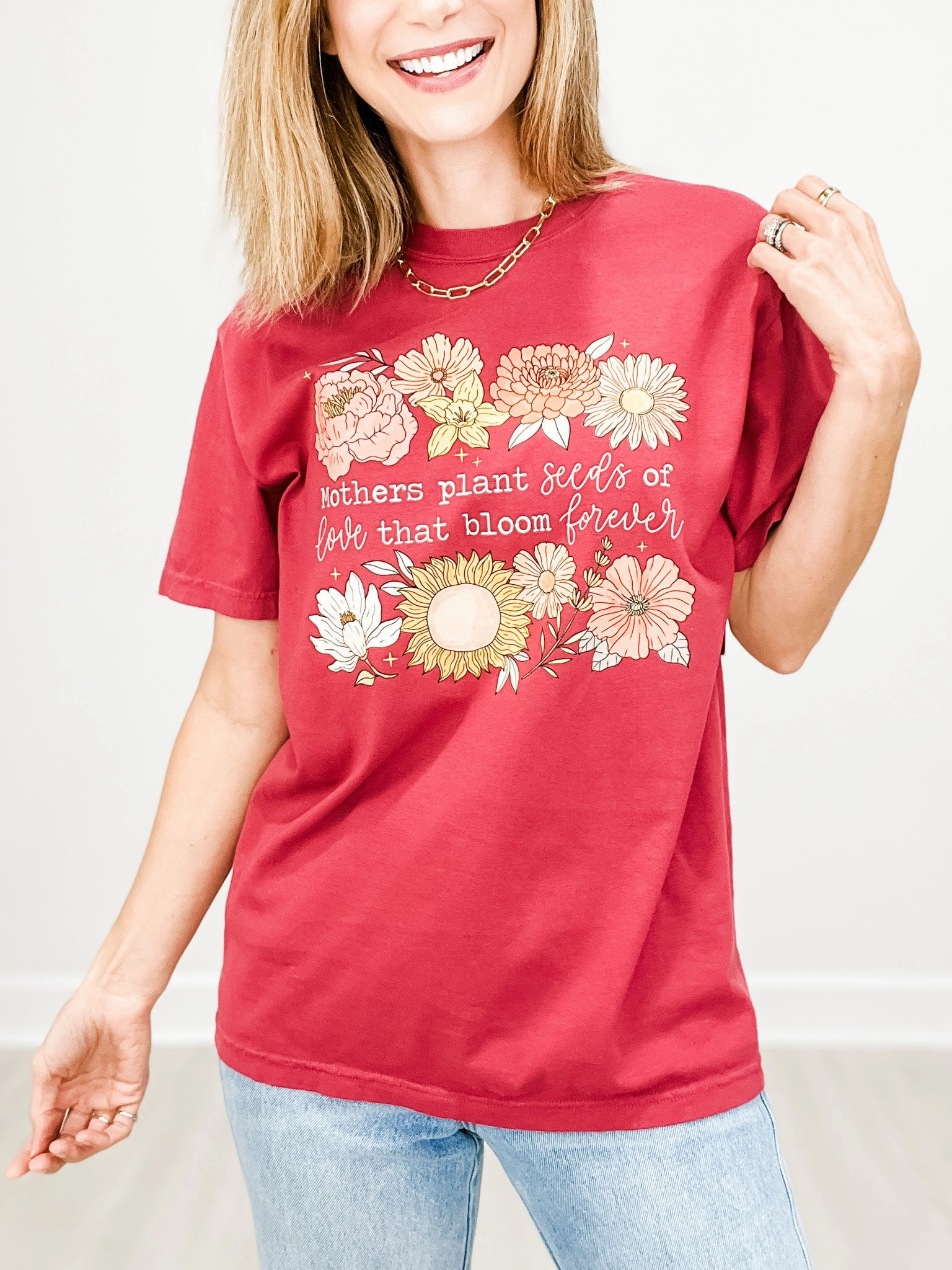 OrganicCotton EcoFriendly Dye Process Love That Blooms Forever Mothers Day Graphic Tee