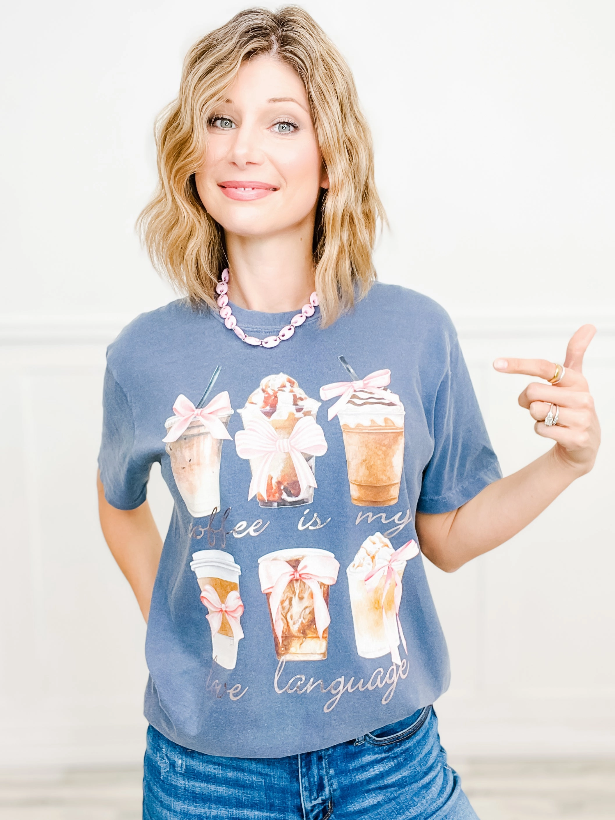 Coffee Is My Love Language Embellished Graphic Tee TurtleneckDesign