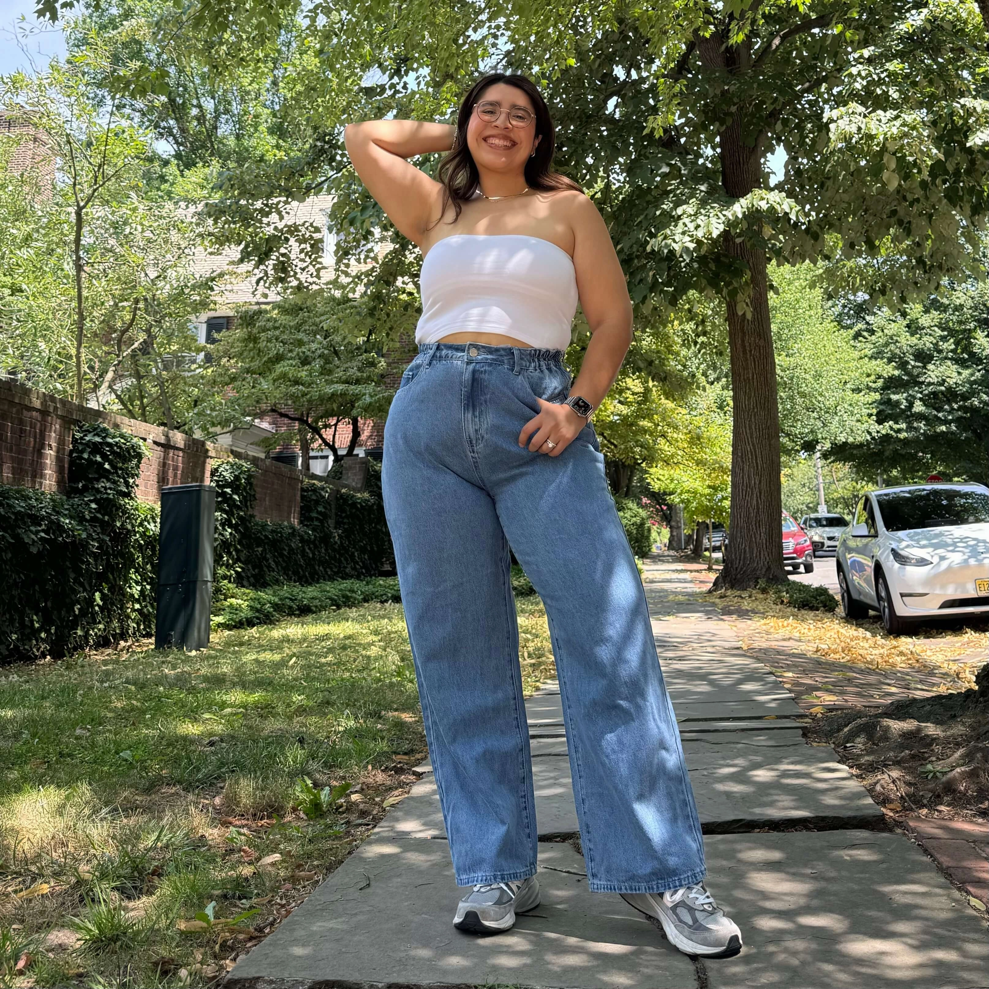 Flexible Ankle Cuffs Body Contour 29" Inseam Jeans - Light Wash *Clearance Sale*