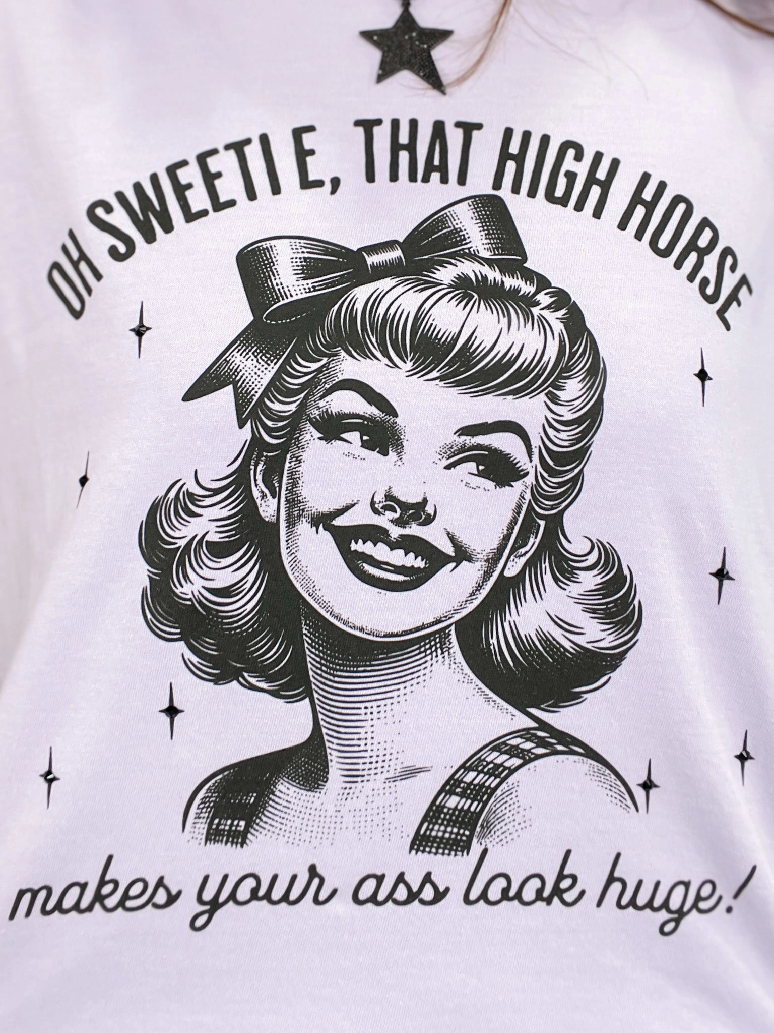 elegant design Hydrophobic Threadwork Oh Sweetie, Sassy Rhinestones Graphic Tee