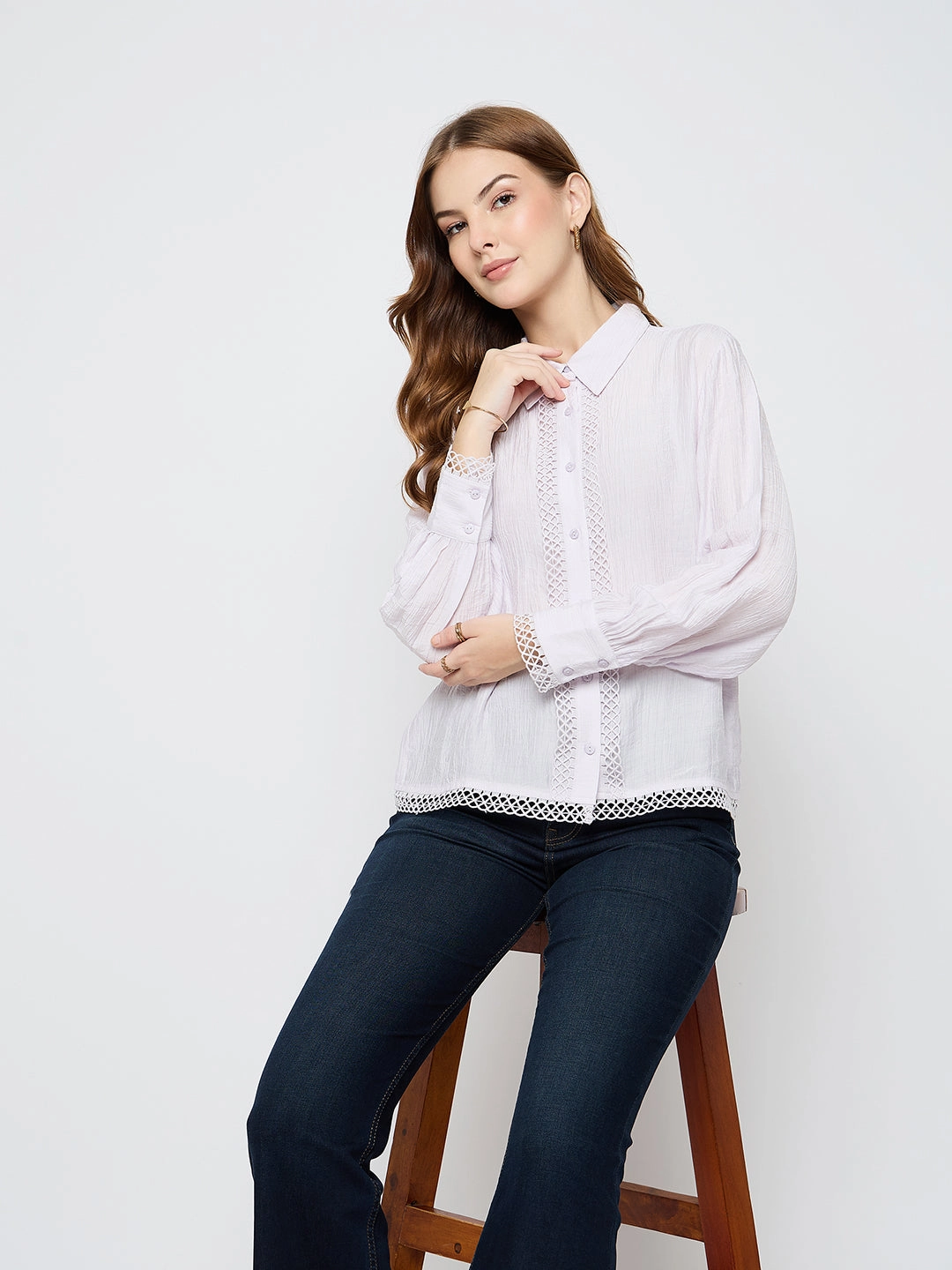 Madame Rayon Blend Lilac Shirt Statement Maker