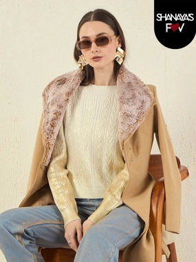 Madame Solid Off White Cable Knit Sweater Warm Look Casual Chic