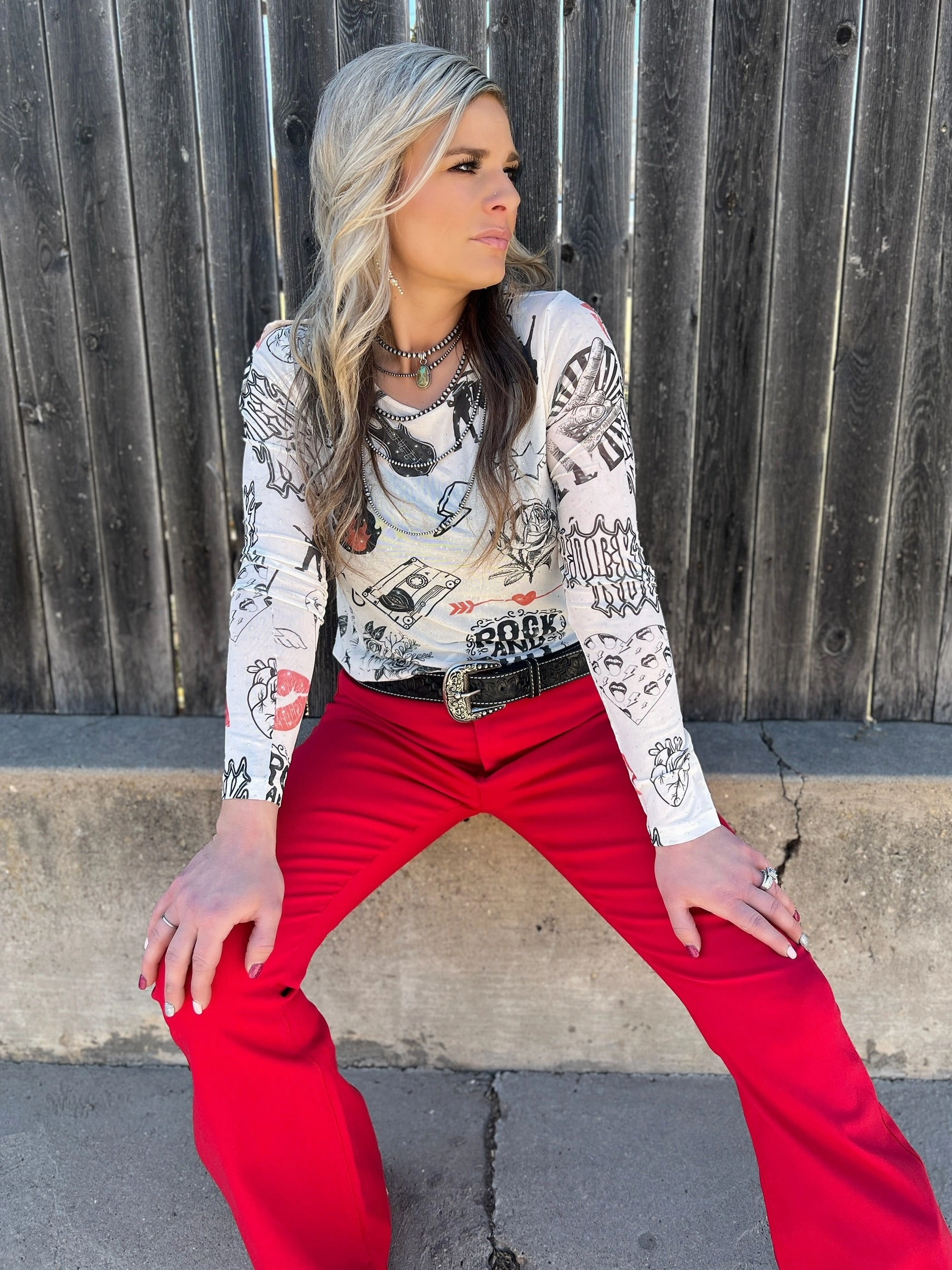 Warm Hoodie Origami Rock N Roll Rhinestone Mesh Top