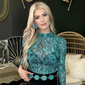 Plus Tooled In Turquoise Top HiddenVentilationPockets