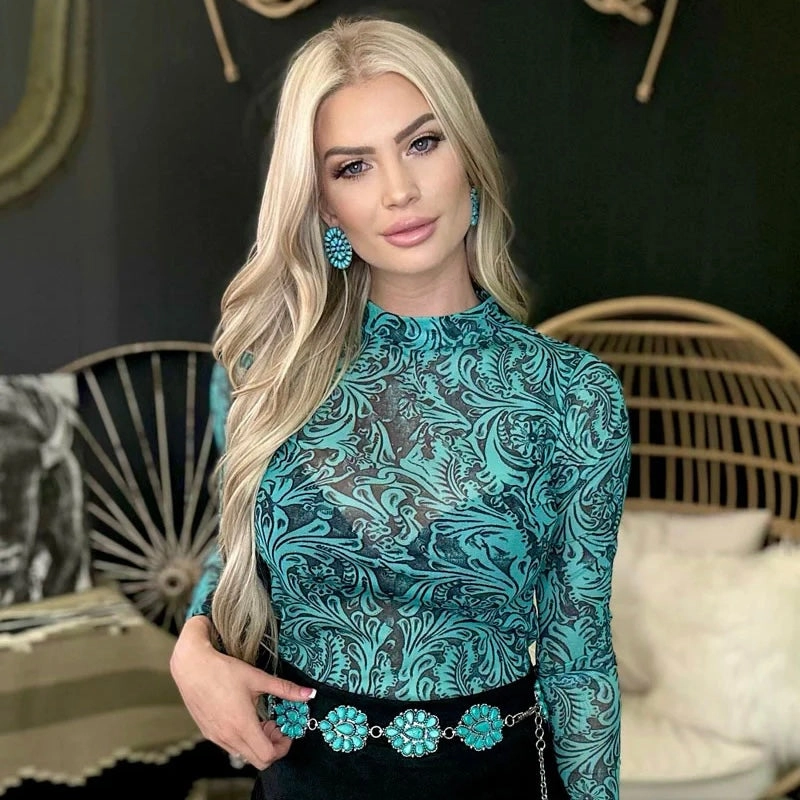 AntiPillingTreatment Airflow Ventilation Plus Tooled In Turquoise Top