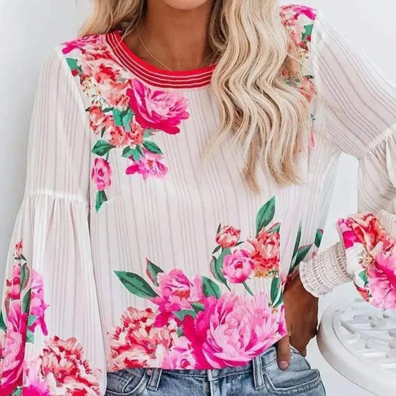 Light Up the Garden Blouse* Ventilated Mesh Panels Layered Collar System