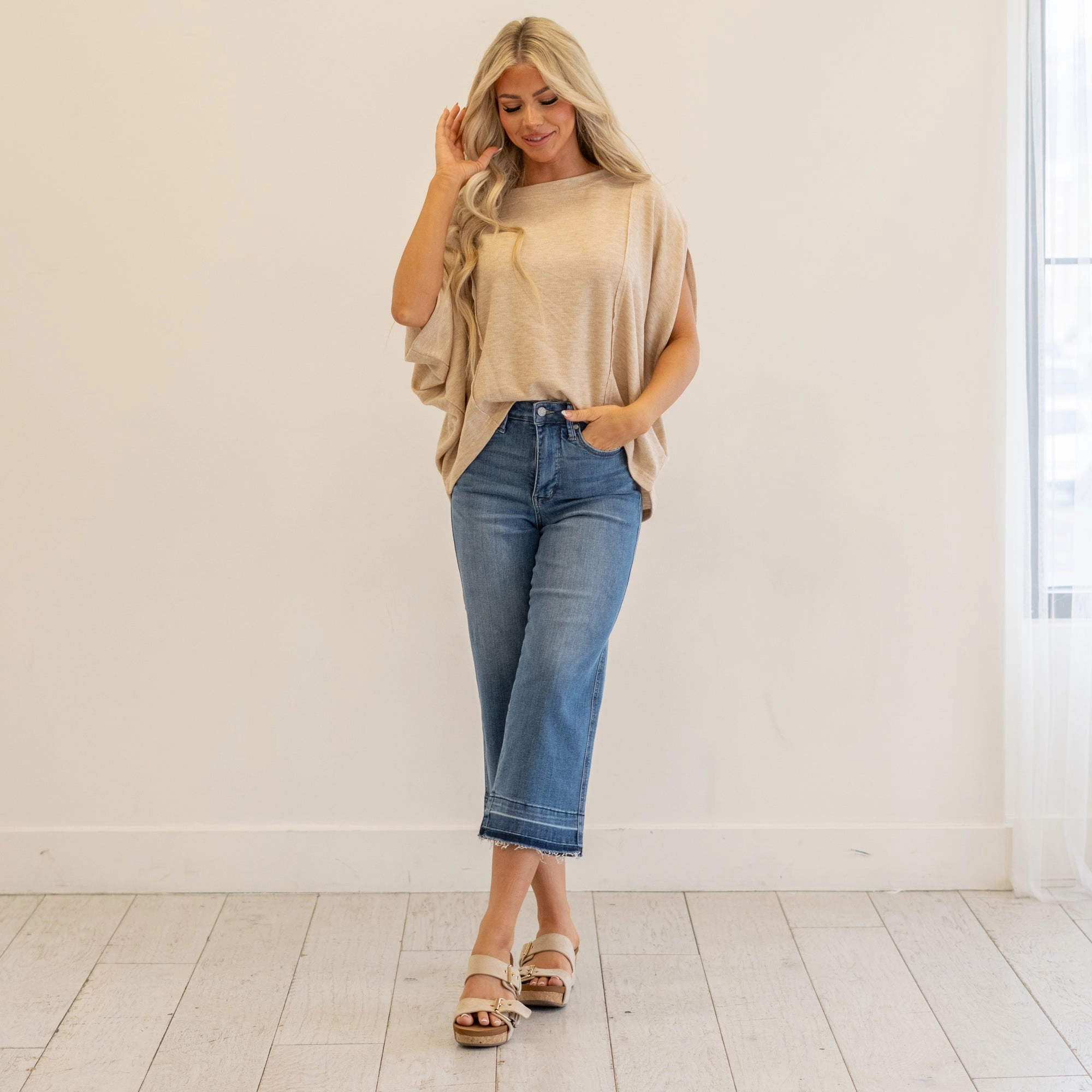 Sienna High Rise Wide Leg Crop Regular & Plus Sizes Basic Comfort Stylish Adult Fashion