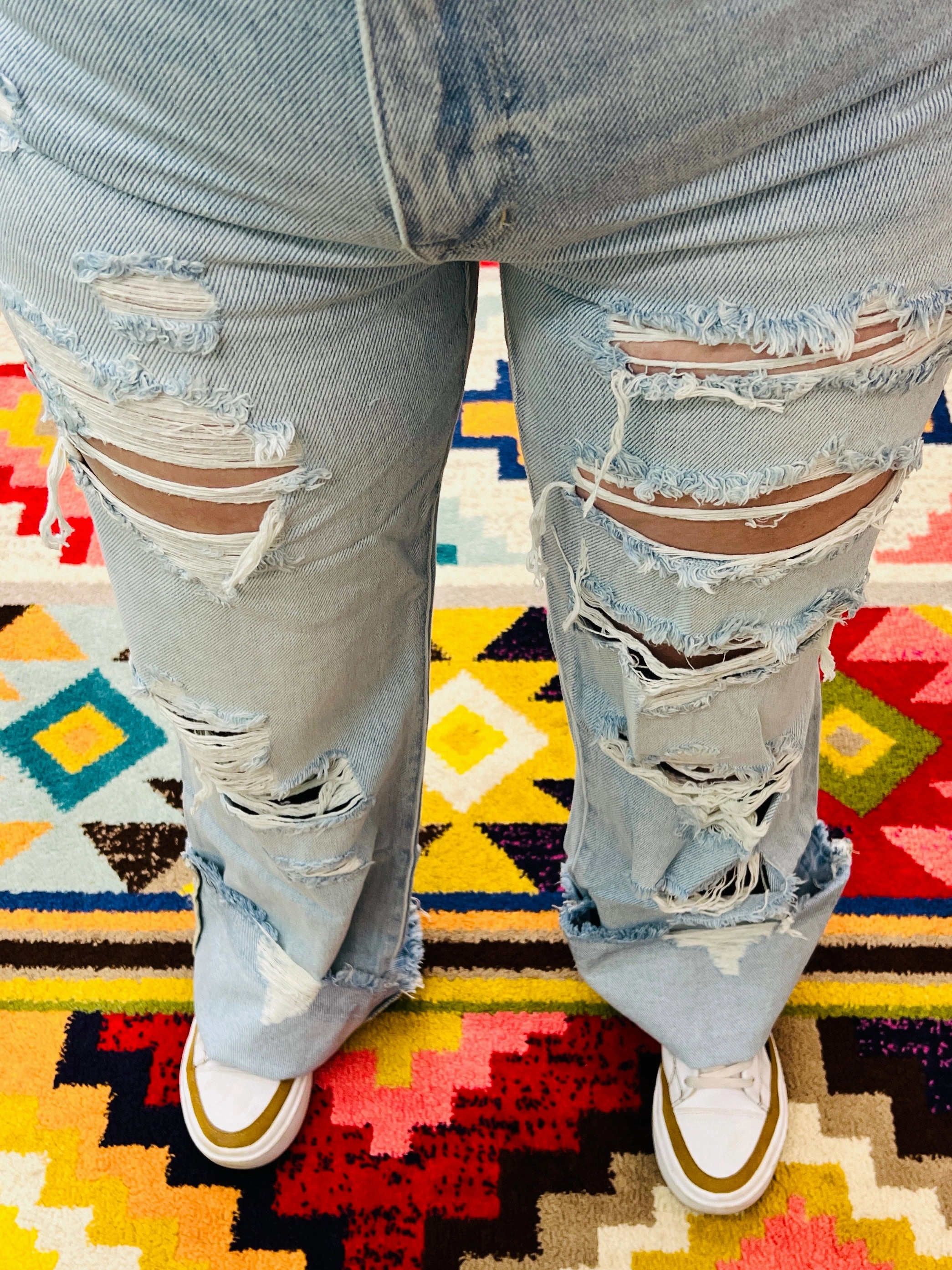 Petra 123 Heavy Distressed High Rise Rigid Vintage Flare Chic Design Comfort Wearable