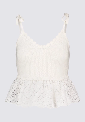 Fashion staples Cold Day Ready Picabo Women's Textured Cotton Peplum Top, Blanc - SW0109P