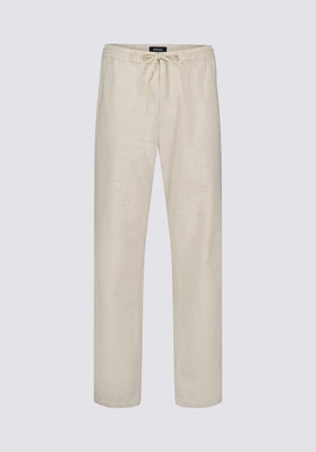 Ventilated Mesh Lining Performance Layer Pilsen Men's Linen-Blend Straight-Leg Pull-On Pants, Milk - BM24724