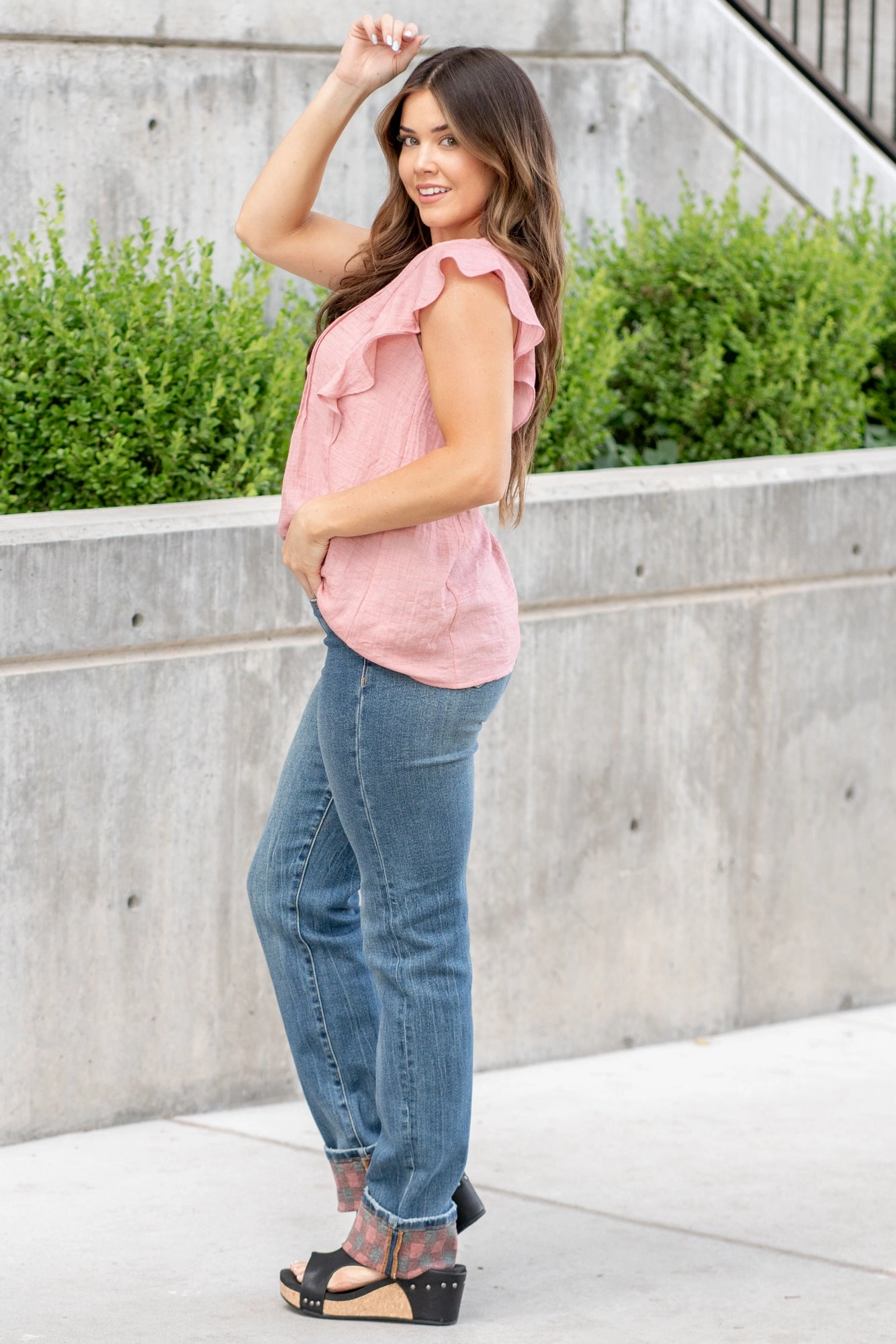 Plaid Cuffed High Rise Cuffed Straight Leg (Long Inseam Option) Durable Minimalist Style Party Look Heavyweight Denim