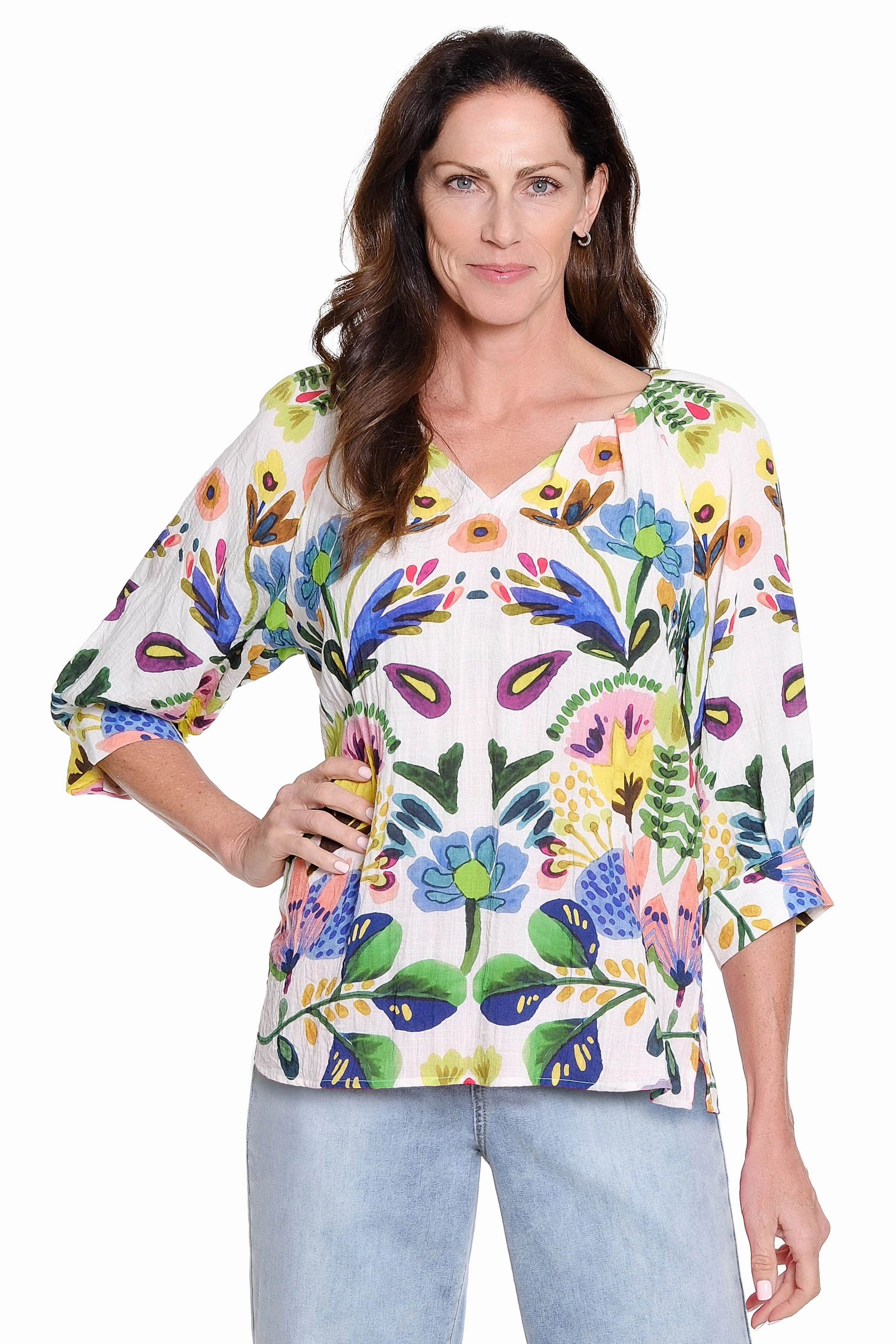 AllDaySoftness Pleated Neck Popover ?C Multi