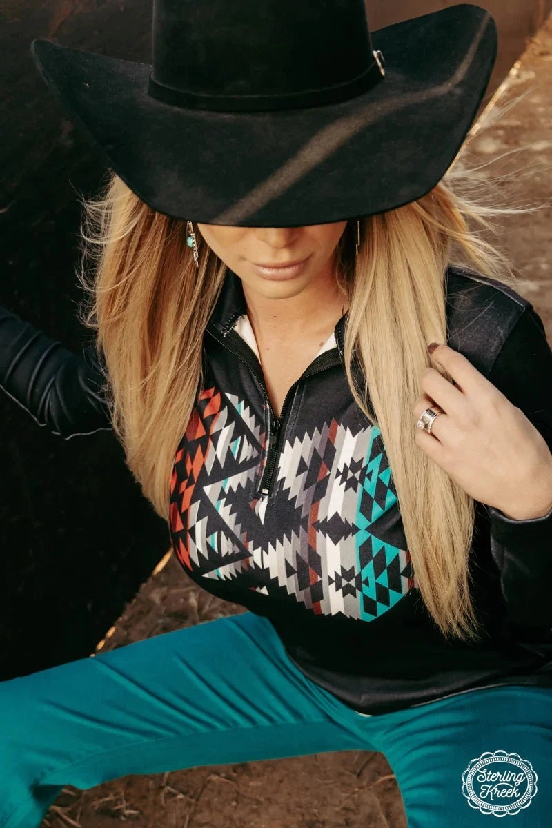 HighStretchElastic Two Tone Texture Effect Plus Backroads Night Pullover