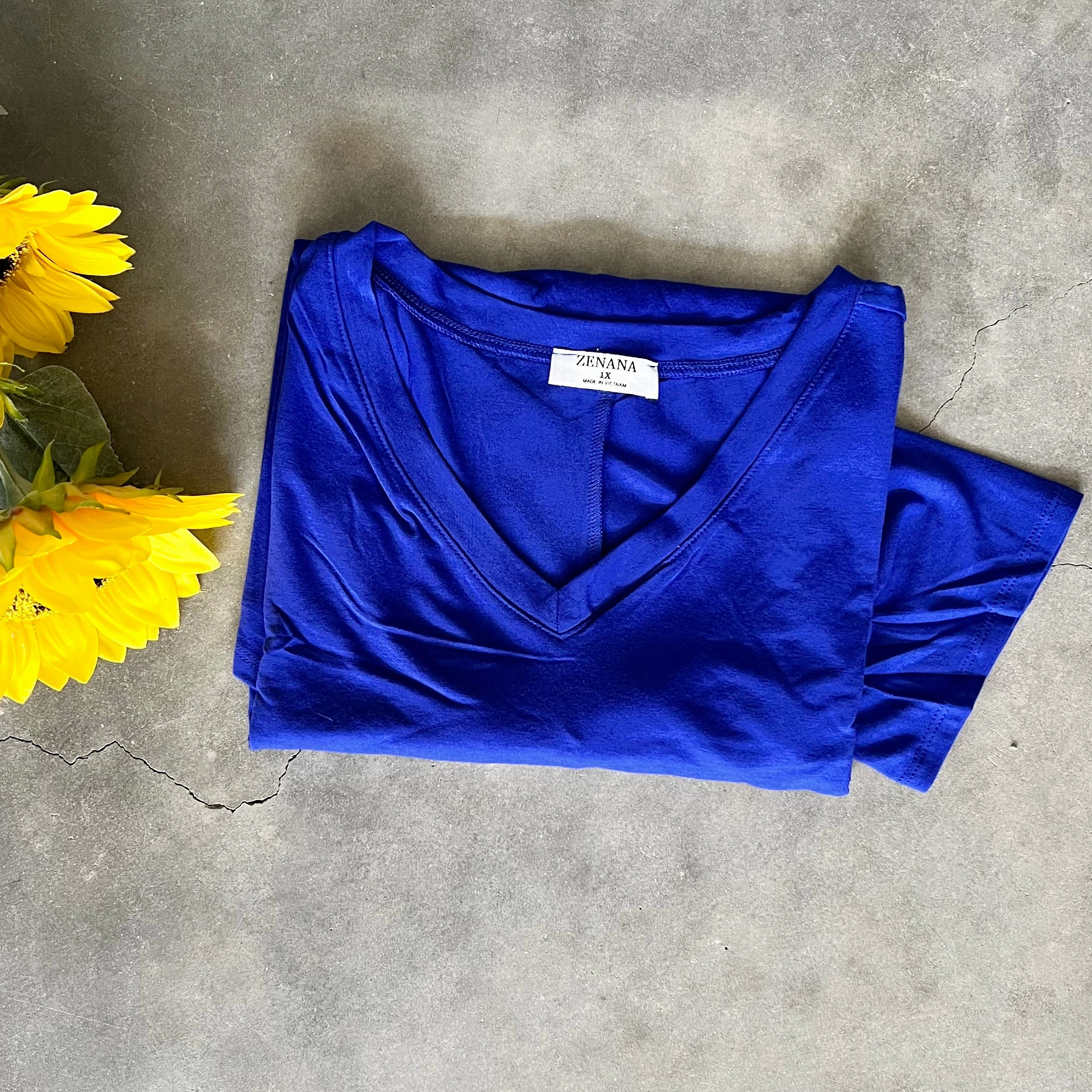 PLUS Basic Short Sleeve V-Neck Tee Non Irritating Label slim fit